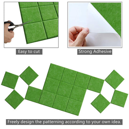 Uoisaiko Large Felt Board Tiles for Wall with 30 Push Pins, 11.8"x11.8" Pack of 6 Pin Board Notice Boards for Home Office Kitchen, Bulletin Board Wall Tiles for Photos Memos (Green, 6 Pack)
