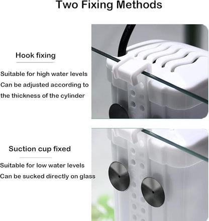 Aquarium Filter Fish Tank Filter for Turtle Tanks, Reptiles, Amphibians, Frog, Cichlids, Newt or Fish Tank Waterfall Flow Water Clean Pump (White Filter)