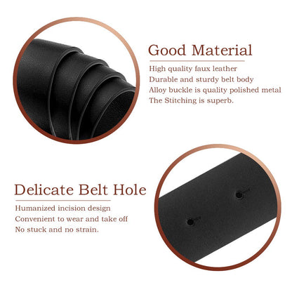 Udekit Women's Leather Belt Double O Ring Soft Faux Leather Waist Belt Large Size (3 Pieces/Set)