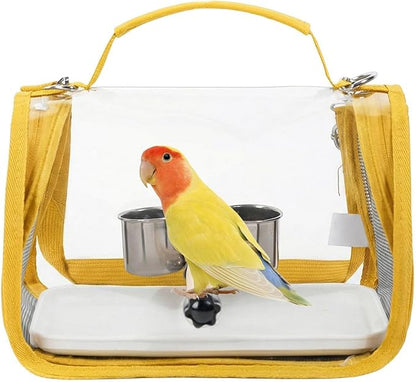 Breathable Bird Backpack, Transparent Travel Carrier, with Perch Stand, 35cm Ventilated Pet Bag with Clear Window Design, Bird Transport with Portable Style, Pet Carrier for Outdoor Travel Camping