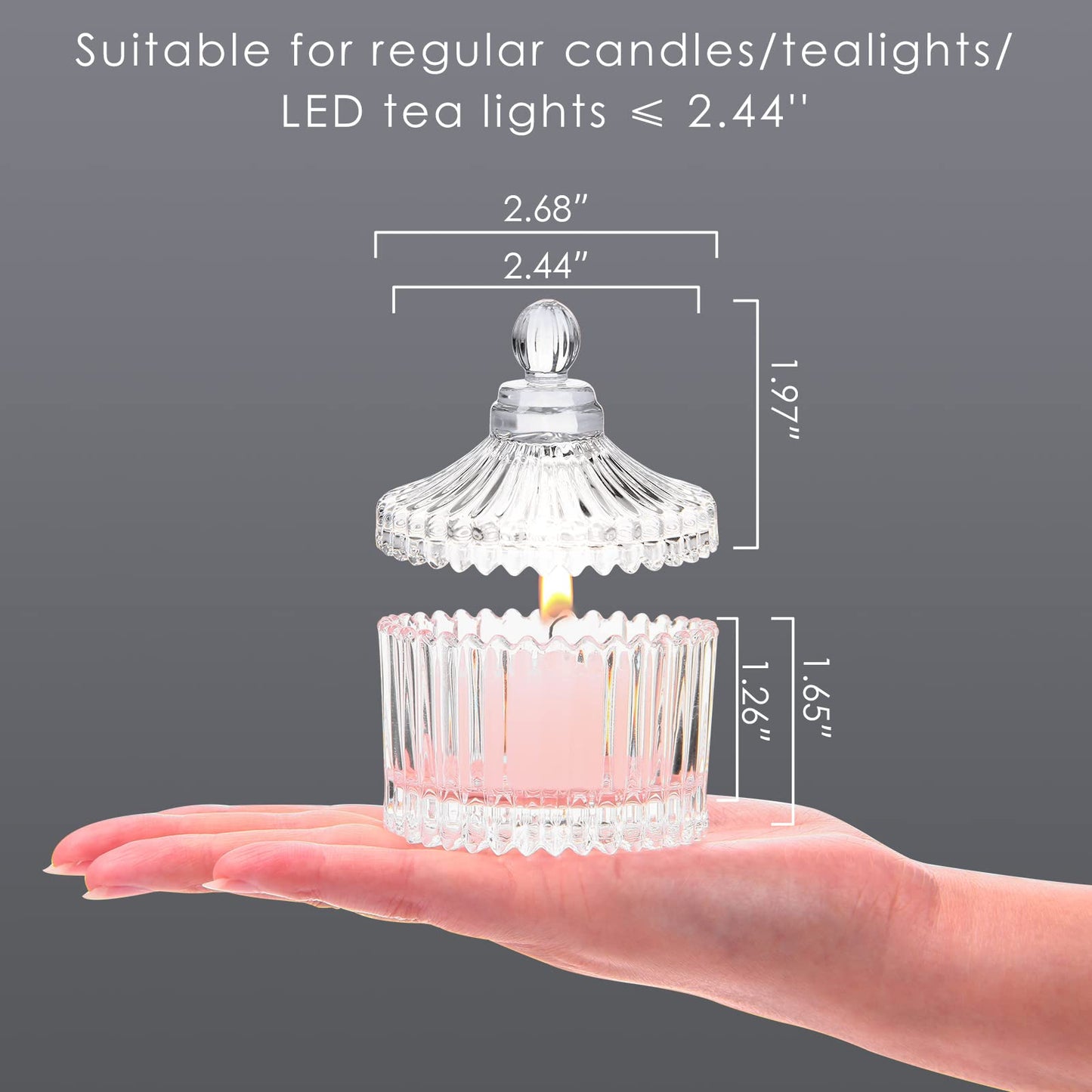Votive Candle Holders Set of 16, Glass Candle Jars with Lids, Tealight Candle Holder for Wedding, Table Centerpiece, Home Decor