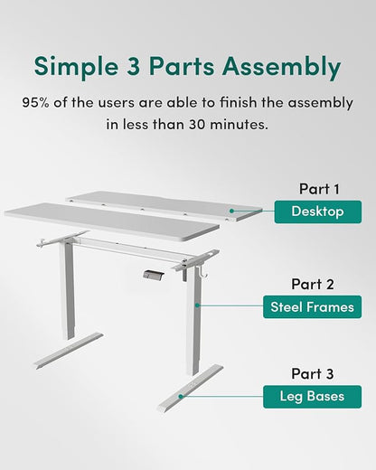CubiCubi Electric Standing Desk, 48 x 24 Inches Height Adjustable Sit Stand Desk, Ergonomic Home Office Computer Workstation, White