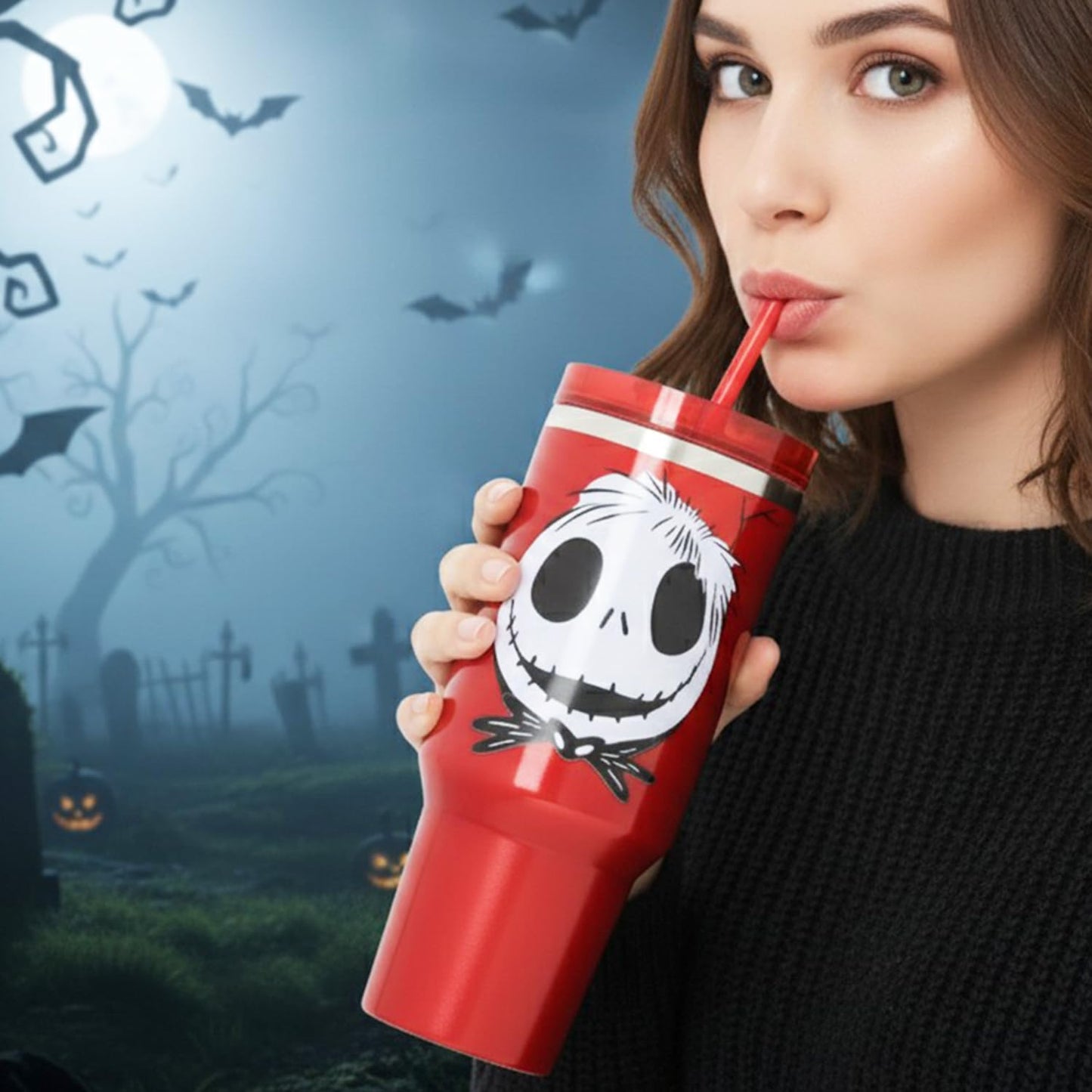 Disney Nightmare Before Christmas 40 OZ Stainless Steel Cup Set - Bundle with Jack Skellington Tumbler, Sticker, More Tumblers for Girls, Boys