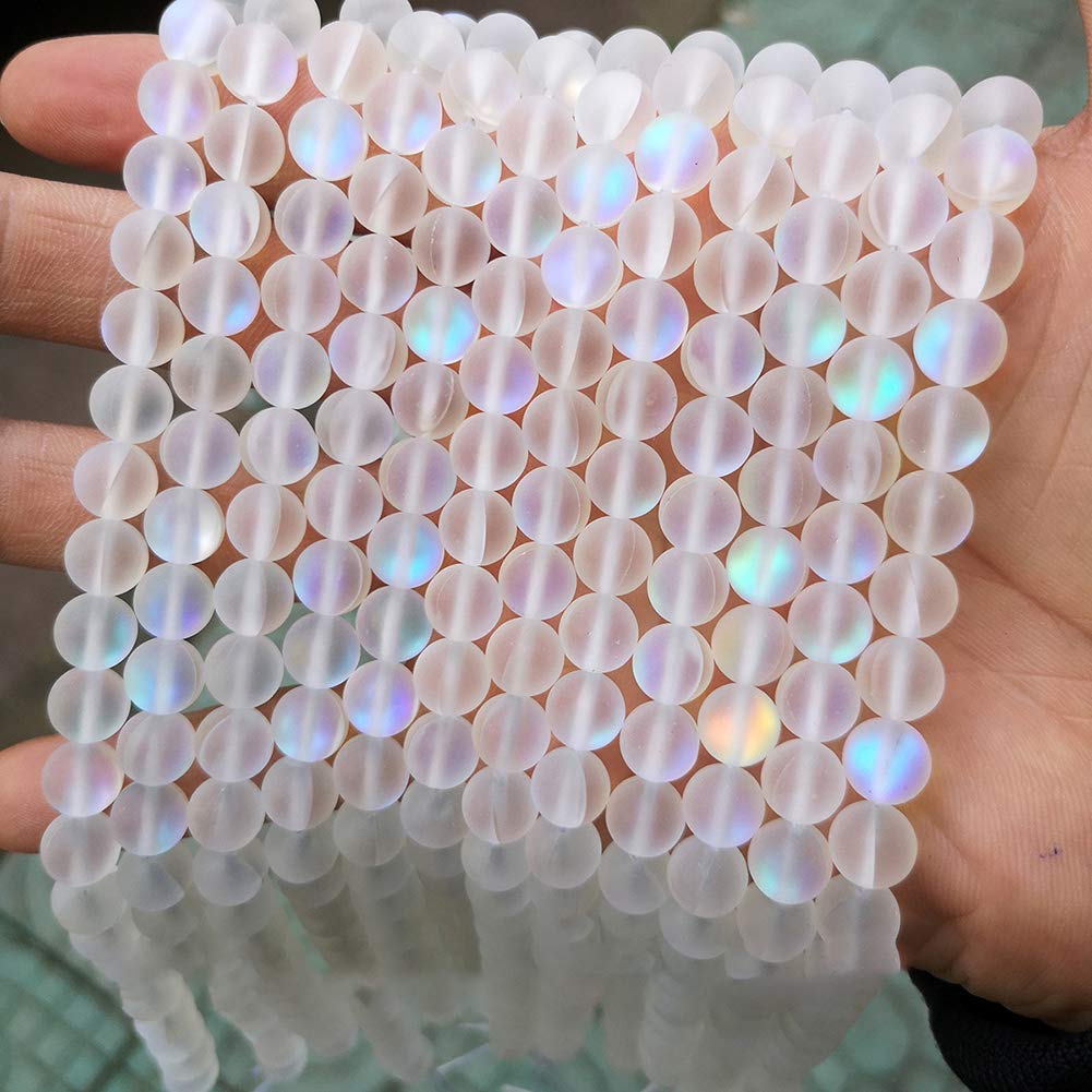 UUYYEO Matte Crystal Glass Mermaid Aurora Moonstone Beads for Jewelry Making - 6 mm, 100 pcs