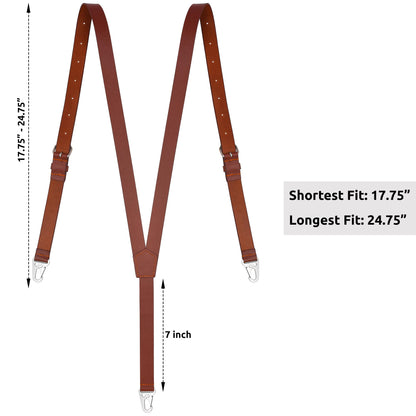NUTUCH Full Grain Leather Suspender for Men | Y Design Suspenders | | Leather Braces Western | Heavy Duty adjustable Dress Suspender | Snap Hooks | Men Suspenders for Jeans Dress Pants(Brown)