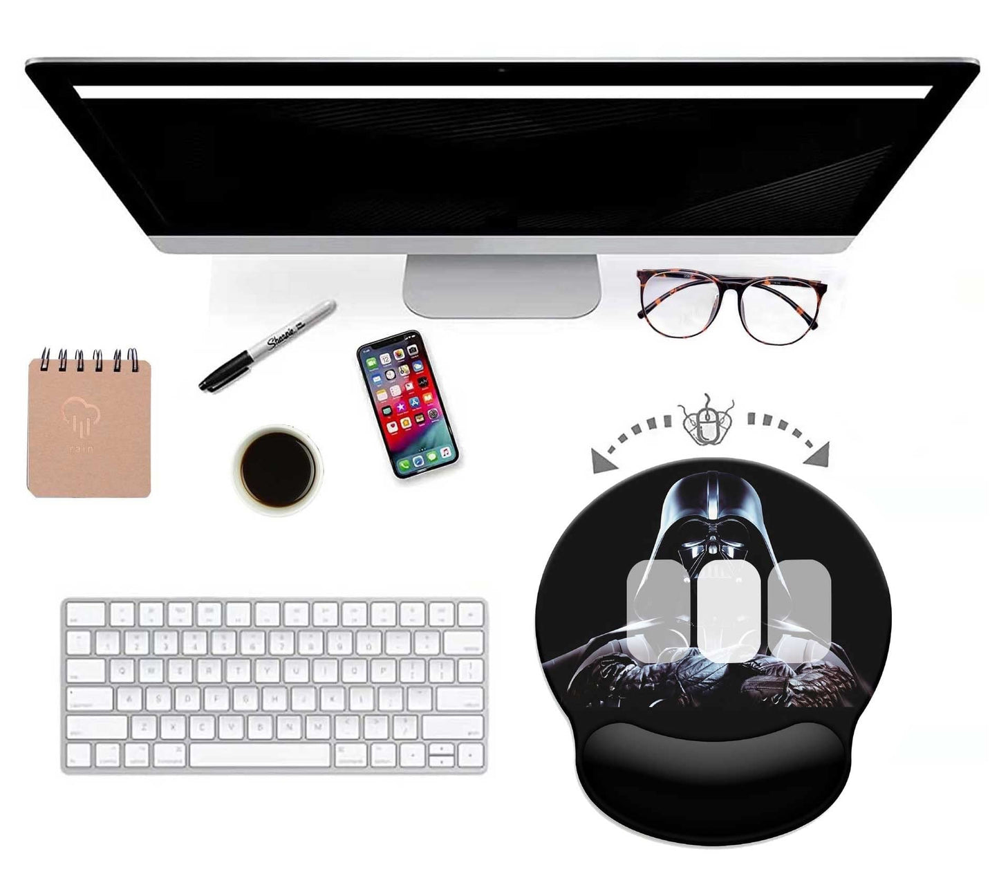 Black Mouse Pad with Wrist Rest,Non-Slip Rubber Base for Comfortable Gaming Mousepad - Ergonomic Mouse Pads with Wrist Support Suitable for Laptop Desktop and Work, Office Desk Accessory
