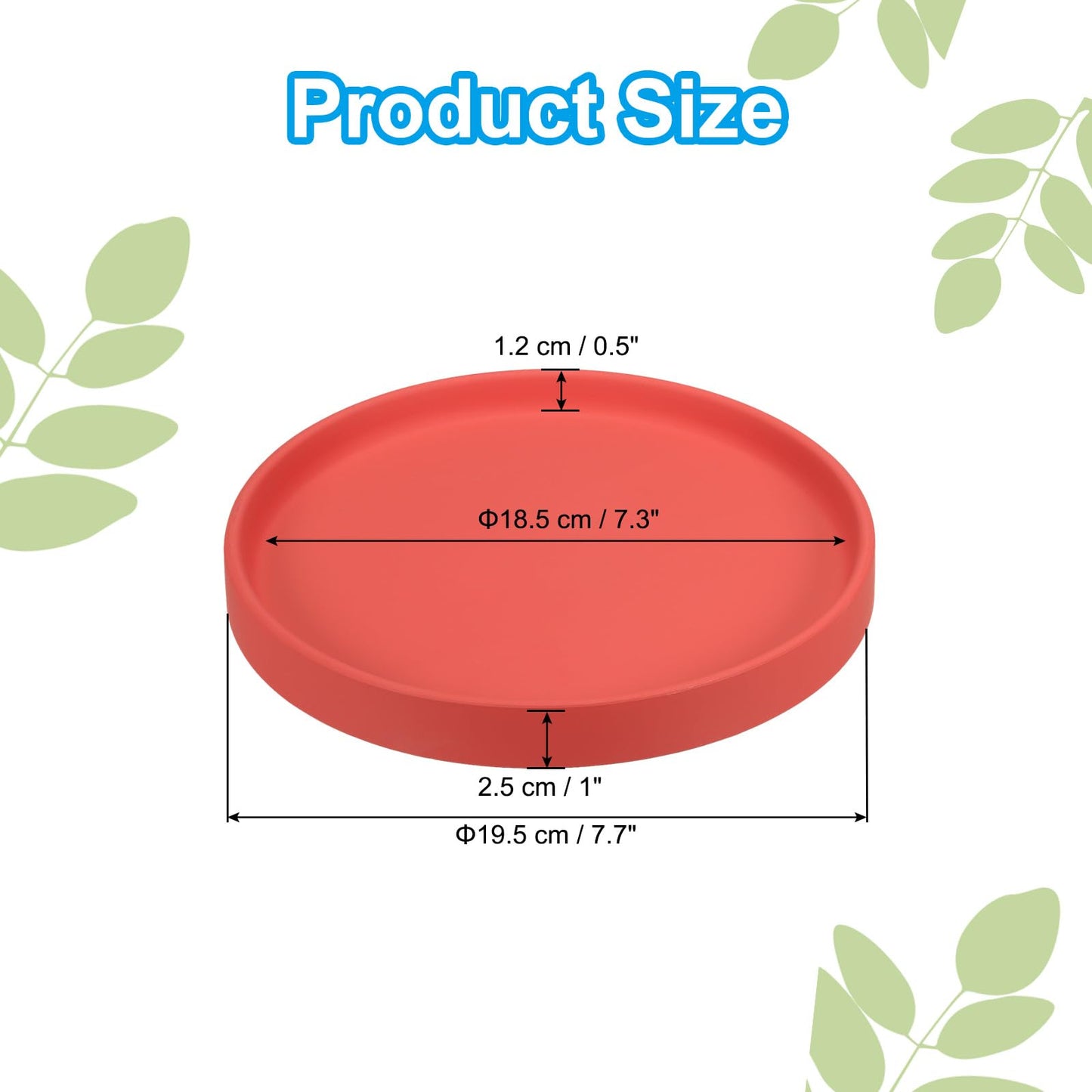 PATIKIL 7.7 Inch Round Ceramic Plant Saucer, Plant Saucer Tray Flower Planter Drip Tray for Indoors Outdoors Patio Balcony, Red