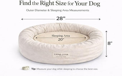 Round Dog Bed – Natural Canvas, Removable Washable Cover, Raw Cotton or Latex Fill, Hypoallergenic Non-Toxic, Made in USA (Natural, Medium, Soft Comfort – Organic Latex)