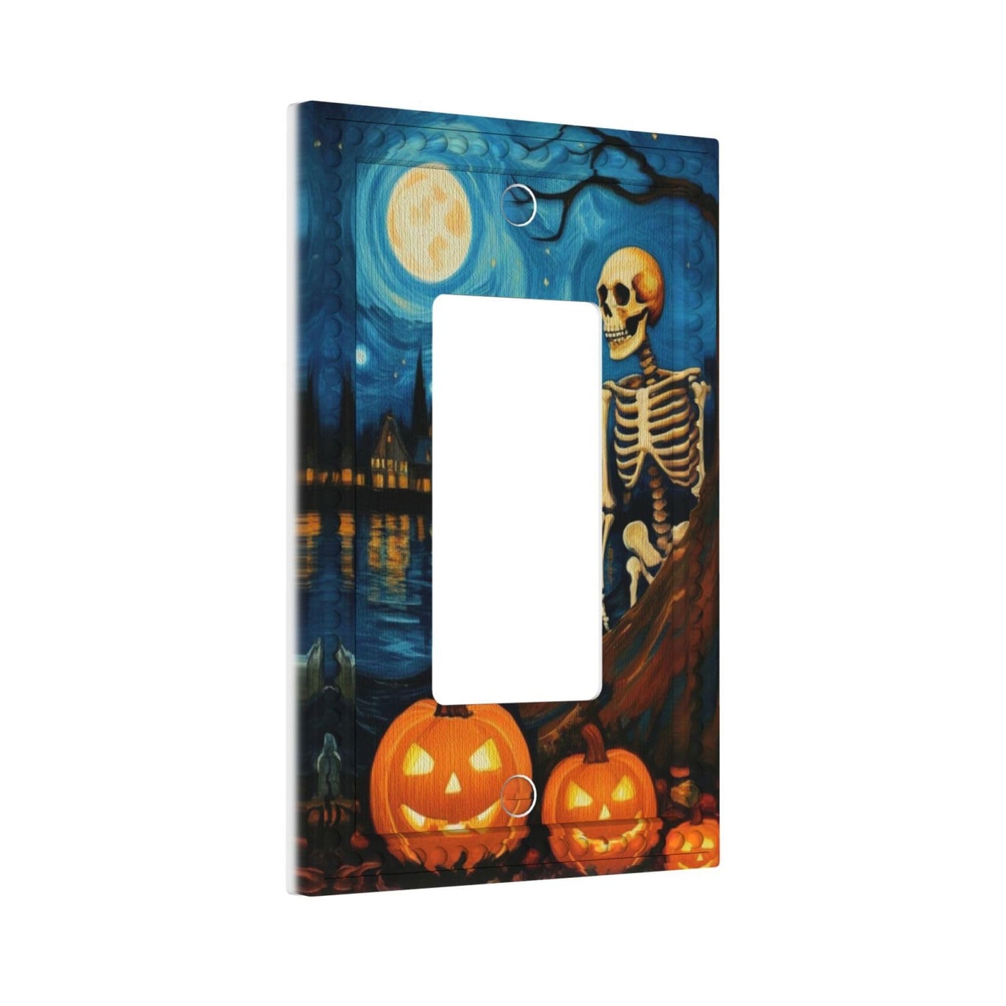 HLCoChT Decorative Art Light Switch Covers Pumpkin - lit Halloween Eve Switch Plate 1 Gang Rocker Outlet Decorative Switch plate Faceplate GFCI Light Switch Covers