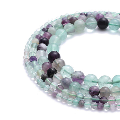 BEADIA Natural Fluorite Stone Round Loose Semi Gemstone Beads for Jewelry Making 4MM 89PCS