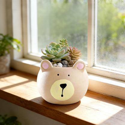 SYASDZHO Cute Bear Planter Animal Planters Ceramic Succulent Pots with Drainage Funny Vase Gift for Plant Lovers Flower Pot for Home Garden Office Desktop Decoration - Plants Not Included