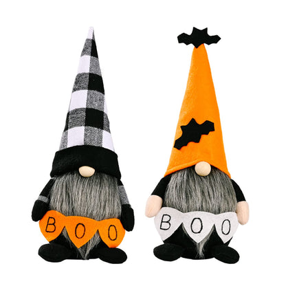Benwanfee 2 Pack Halloween Gnomes Plush Decor,Handmade Witch Swedish Tomte Gnome Nisse Scandinavian Ornaments Elf Dwarf for Home Halloween Day Party Table Decorations Kids Gift