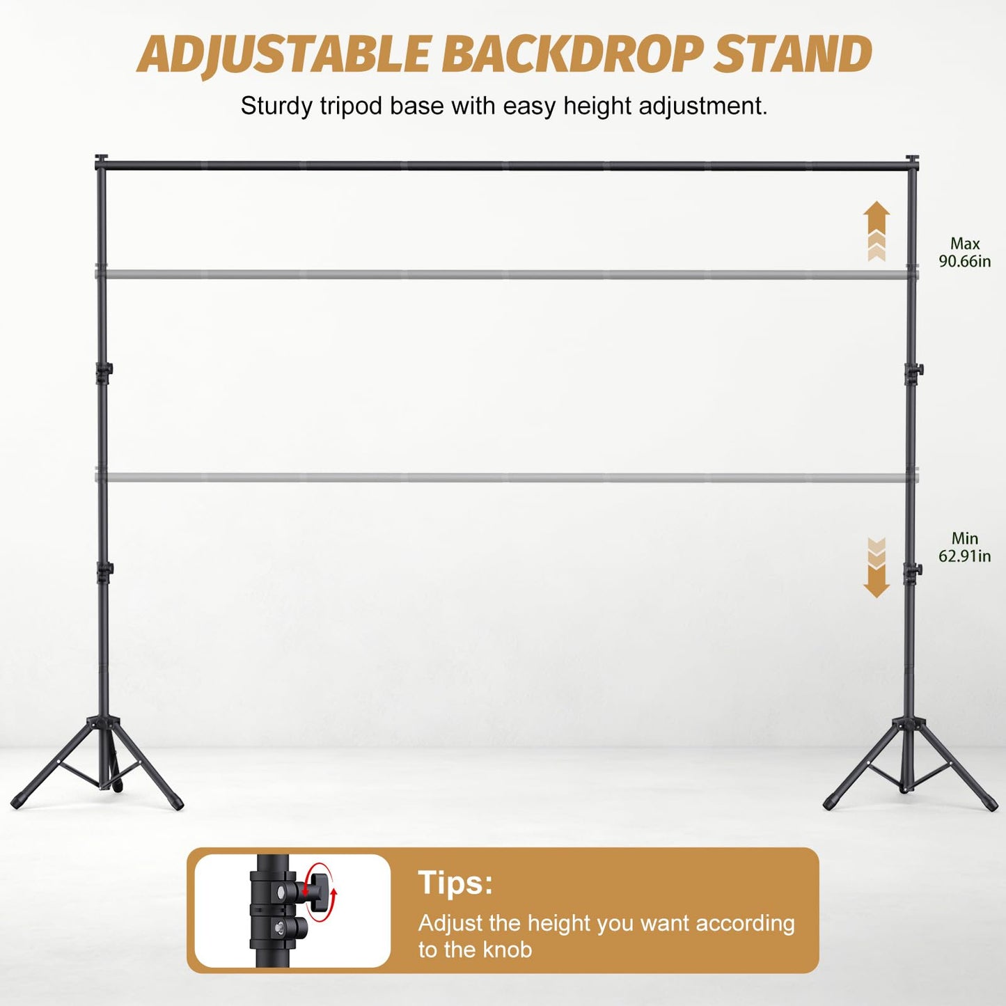 Forlogic 10x7.5Ft Backdrop Stand, Heavy Duty Adjustable Photo Back Drop Stand for Party, Photography, Banner Stand (Includes Six Background Stand Clamps)