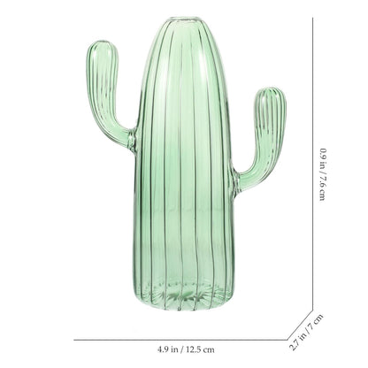 Totority Cactus Shaped Glass Hydroponic Vase Green Desktop Plant Terrarium Succulent Planter Home Table Centerpiece Decor