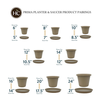 The HC Companies Prima Round Plastic Plant Pot w/Rolled Rim - Lightweight & UV Resistant Flower Pot for Herbs & More - Outdoor & Indoor Plant Pots w/Drainage (14 inch, Sandstone, Pack of 1)