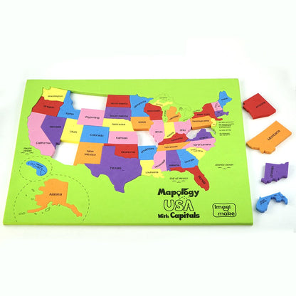 Imagimake Mapology USA Map with Capitals | Learning States and Capitals | US Geography Games | Jigsaw Puzzles for Kids Ages 8-10 | Educational Gifts for Kids Age 5,6,7,8,9,10,11,12,13,14,15