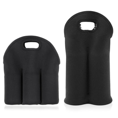 Hipiwe Set of 2 - Insulated Neoprene Wine Carrier Tote Bag + 6 Pack Beer Water Can Carrier Tote Bottle Holder Bottle Cooler Bag - Perfect for Travel with Secure Carry Handle