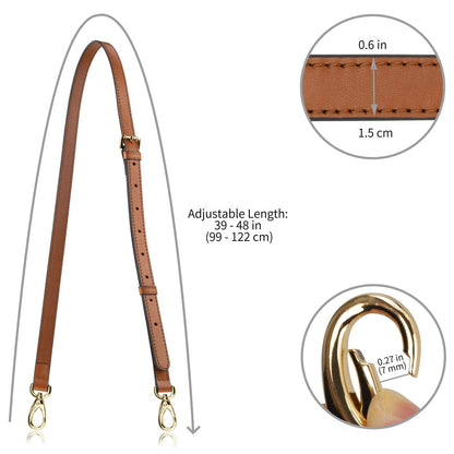 Allzedream Genuine Leather Purse Strap Replacement Crossbody Handbag Long Adjustable (Brown)