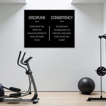Consistency Discipline Inspirational Office Poster Wall Decor Motivational Wall Art Quote Picture Inspiring Canvas Painting Prints for Modern Bedroom Workplace Gym Ready to Hang [24''W x 18''H]