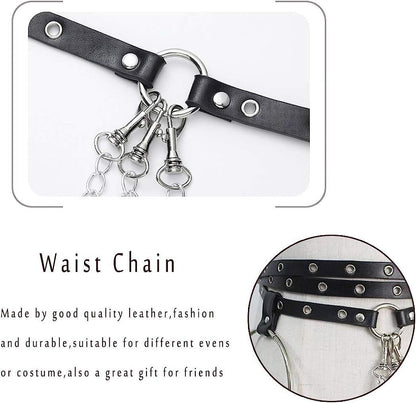 Punk Leather Body Chains Sexy Body Harness Chains Waist Chain Rave Nightclub Party Body Jewelry for Women