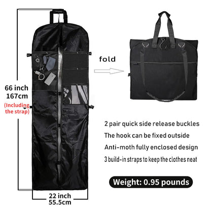 Magictodoor 66" Versatile Travelling bags Wedding Dress Travel Garment Bag Tri-Fold Gown Length w/Hanging Hook Extra Pocket
