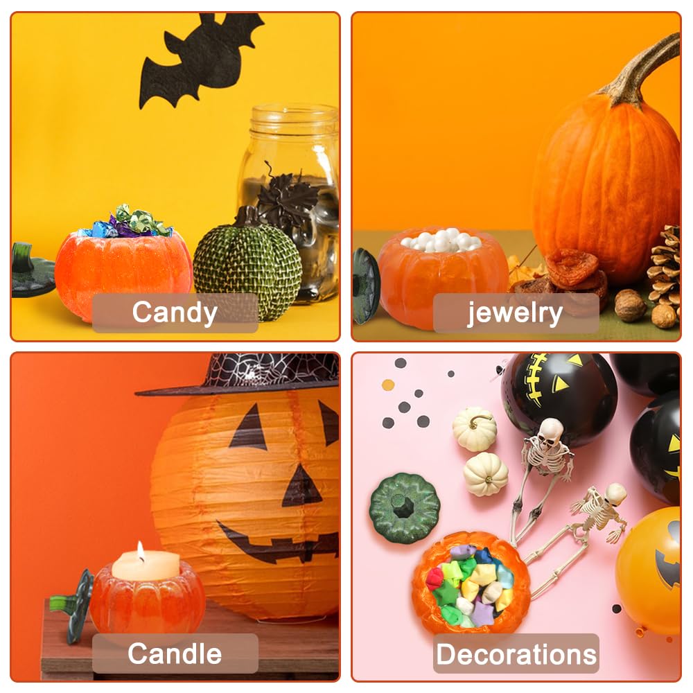 lyfLux 2 PCS Halloween Pumpkin Jar Silicone Mold with Lid – Epoxy Resin Mold for Candy Boxes, Jewelry Storage, Candle Holders – DIY Craft Supplies for Halloween & Thanksgiving Decorations