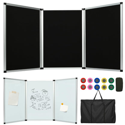 uyoyous 3 Panel Trade Show Presentation Board 70.8 x 35.4 inches Trifold Poster Board Double Sided Presentation Whiteboard Folding Display Panel for Science Fair, Trade Show Table Top