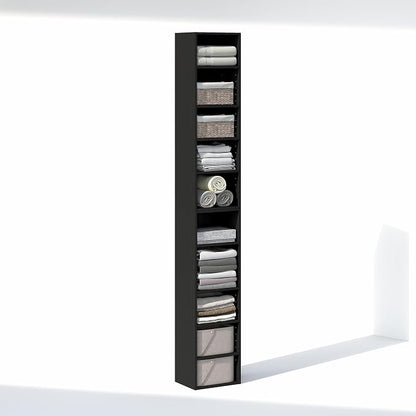 Furinno PASIR 10-Tier Closet Organizers and Storage, Open Shelf, Storage Organizer, 12-Inch Width, for Closet, Bedroom, Blackwood