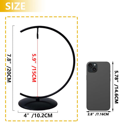 YY YEARCHY Ornament Display Stand for Hanging Glass Globe Ball Air Plant Flower Holder Metal Round Decorative (1, Black, 7.8"x4")