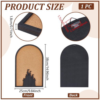 BENECREAT 15x10 Inch Castle Pin Board Corkboard, Arch Design Brooch Display, Wall Mountable Bulletin Board for Office Home Decor
