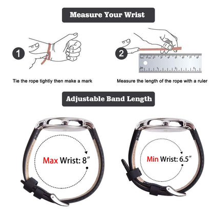 Ritche Genuine 24mm Leather Watch Band Classic Vintage Quick Realease Watch Bands for Men Women Compatible with Timex Expedition Fossil Seiko Black Watch Strap, White Elephant Gifts, Stocking Stuffers for Men, Father's Day gifts