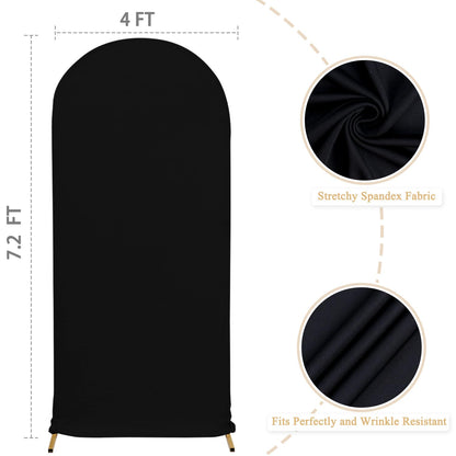 FUHSY 7.2FT Arch Cover Black Arch Backdrop Cover Spandex Fitted Backdrop Covers Fabric Wedding Arched for Chiara Round Top Arched Stand Covers Stretchy for Birthday Halloween