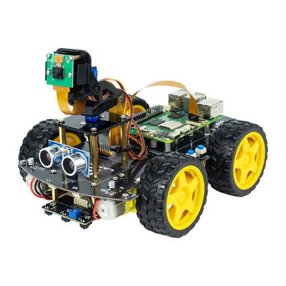 LAFVIN 4WD Smart Car Kit for Raspberry Pi 5 4 B 3 B+ B A+,Line Tracking,Face Tracking,Obstacle Avoidance,with Tutorail(Without Raspberry Pi)