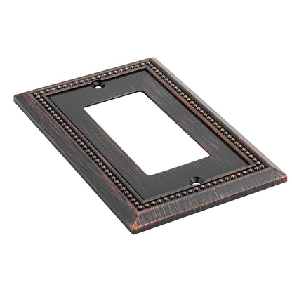 Henne Bery Sunken Pearls Heavy Duty Decorative Wall Plate Switch Plate Outlet Cover (Single Decorator, 2 Pack, Aged Bronze)