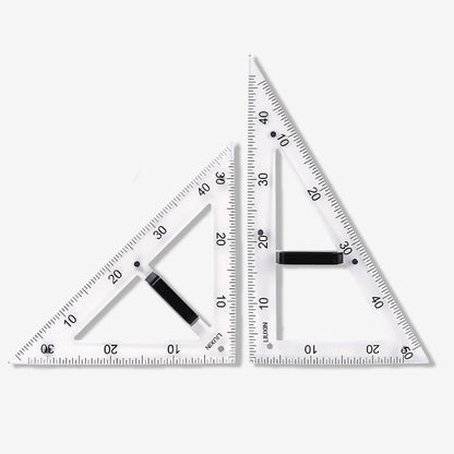 Magnetic Geometry Tool, Protractor, Triangle Rulers Easy Attachment Blackboard Measurement Kit, Teacher Board Protractor Multi-Purpose Kit Large (Transparent-2pc)