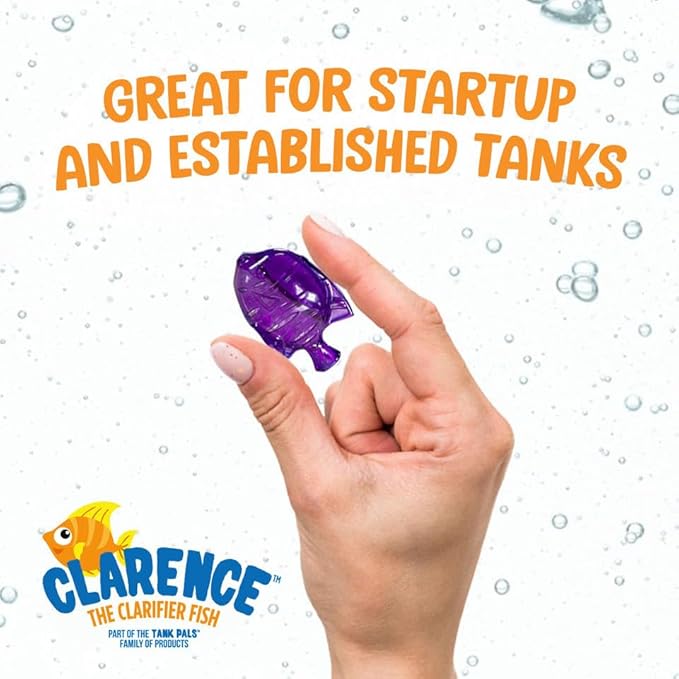 Clarence the Clarifier Fish - 2 pk, Purple - Aquarium Treatment, Clear Cloudy Fresh-Saltwater, Fish-Plant Safe, 10gal Tank Maintenance Each