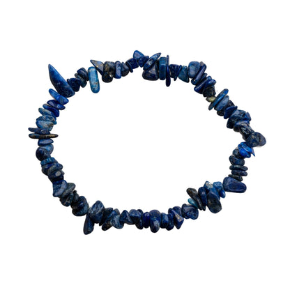 Lapis Lazuli Natural Gemstone Bracelets, Chakra Crystal Healing Chip Stretch Bracelets, Gemstone Polished Irregular Crystals, Crystal Irregular Chips Beads Stretch Bracelets (Lapis Lazuli)