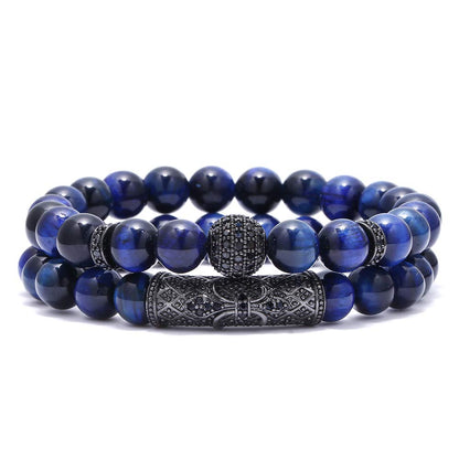 BOMAIL 8mm Tiger Eye Stone Beads Bracelet Elastic Natural Stone Yoga Bracelet for Women Men