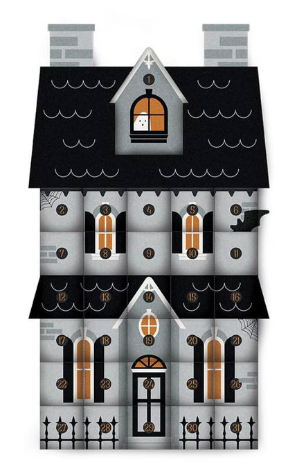 Riley Blake Frank and Friends Haunted House Countdown Felt Panel by My Mind’s Eye | Halloween Advent Calendar Sewing Kit | Preprinted Felt Panel 28 1/4" x 68 1/2" | Finished 16.5" x 30"