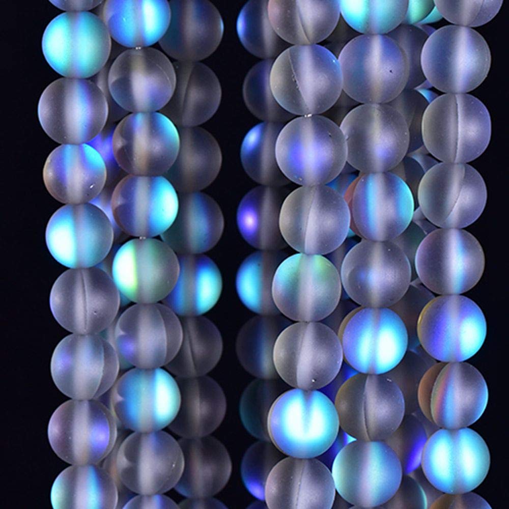 Asingeloo 60PCS 6mm Natural Gray Mystic Aura Quartz Gemstone Frosted Matte Titanium Round Loose Spacer Beads 15 inch Full Strand Crystal Healing Power Quartz
