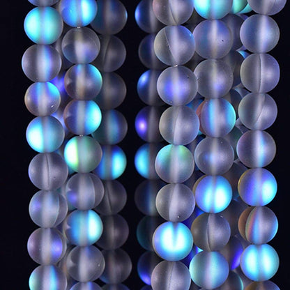 Asingeloo 60PCS 6mm Natural Gray Mystic Aura Quartz Gemstone Frosted Matte Titanium Round Loose Spacer Beads 15 inch Full Strand Crystal Healing Power Quartz