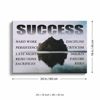 Motivational Canvas Wall Art Success Entrepreneur Quotes Poster Print Inspirational Pictures Painting for Office Class Room Home School Wall Decoration Stretched and Framed [24''Wx18''H]