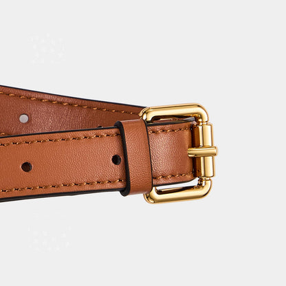 LWMYFZX Genuine Vachetta Leather Crossbody Strap | Adjustable Replacement Shoulder Strap for Handbags, Purses & Clutches (Brown)