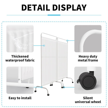 6FT Medical Privacy Screen with Wheels, Portable Medical Room Divider with Lockable Casters, Freestanding Room Partition Wall Divider for Hospitals Clinics Bedrooms Beauty Salon (1, White)
