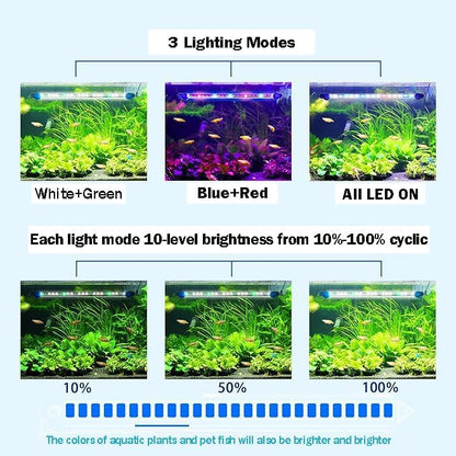 Submersible Aquarium Light Underwater Fish Tank Light with Timer Auto On/Off, LED Aquarium Light Bar 3 Light Modes Dimmer Adjustable Brightness,15.3inch (with Timer&dimmer)