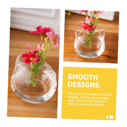 PRETYZOOM 2pcs Cat Shaped Glass Vase Hydroponic Plant Holder for Home Decor Cute Pink Cat Design Terrarium Container