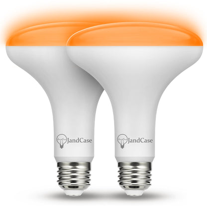 JandCase BR30 Halloween Light Bulbs, E26 Base Halloween Orange Indoor Flood Light Bulbs,Orange Flood Light Bulbs for Halloween Decoration,11W(65W Equivalent),Not-Dimmable, 2 Pack