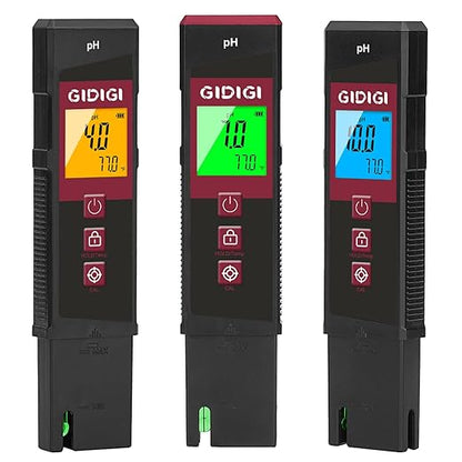 Digital pH Meter High Accuracy UL-Certified Water Tester with 6 Packs Calibration Powders Color LCD Backlit Display with pH Test Strip for Pools Hydroponics Aquariums Hot Tubs Drinking Water