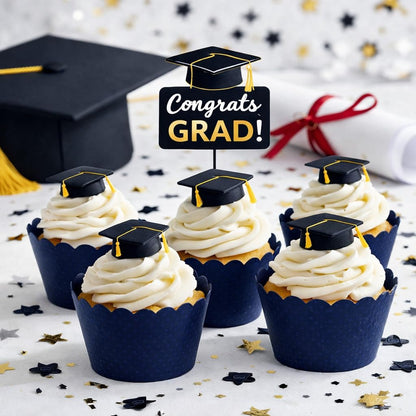 Dress My Cupcake Navy Blue Cupcake Liners 50-Pack Graduation Standard Size Blue Cupcake Wrappers, Weddings, Baby Showers, and Birthday Parties, Elegant Dark Navy Paper Muffin Cups