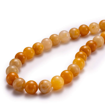 BEADIA Natural Yellow Jade Stone Round Loose Semi Gemstone Beads for Jewelry Making 6MM 61PCS